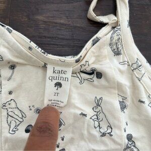 Kate Quinn Bamboo classic Winnie the Pooh piglet beige AOP dress bodysuit 2T